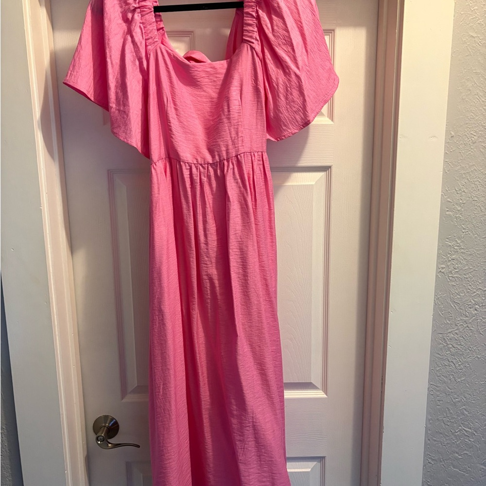a new day Pink Flutter Sleeve Maxi Dress